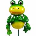 Floristik24 Bouchon déco grenouille sauteuse avec ressorts métal vert, jaune H65.5cm