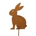 Floristik24 Piquet de jardin décoration de jardin lapin rouille décoration de Pâques 11 cm × 15 cm