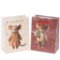 Floristik24 Sac cadeau de Noël à motif souris, 16 cm, lot de 2