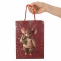 Sac cadeau à motif souris et étoiles pour Noël, 24 cm, lot de 2 | Floristik24.be