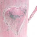Floristik24 Jardinière arrosoir avec coeur rose, blanc lavé Ø12.5cm H13cm