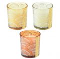 Floristik24 Bougies parfumées en verre couvercle bois de santal H8,5cm 3pcs