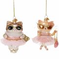 Floristik24 Ornements en verre en forme de chat avec tutu, décorations pour sapin de Noël, 11 cm, lot de 2