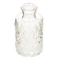 Floristik24 Mini vase en verre à motif losanges, petit vase de table, bouteille, transparent, 9 cm, lot de 6