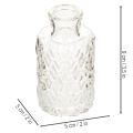 Mini vase en verre à motif losanges, petit vase de table, bouteille, transparent, 9 cm, lot de 6 | Floristik24.be