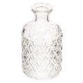 Floristik24 Bouteille en verre à motif losanges, bouteille décorative, vase, petit modèle, 13 cm, lot de 6