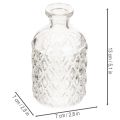 Bouteille en verre à motif losanges, bouteille décorative, vase, petit modèle, 13 cm, lot de 6 | Floristik24.be