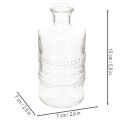 Bouteille en verre à motifs, cylindrique, transparente, vase décoratif, 15 cm, lot de 6 | Floristik24.be