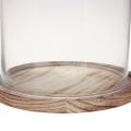 Floristik24 Cloche en verre avec plaque en bois décor verre Ø17cm H25cm