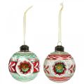 Floristik24 Boules de sapin de Noël avec motif, décorations d&#39;arbres, boules de Noël colorées H9cm Ø8cm verre véritable 3pcs