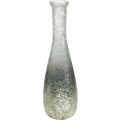 Floristik24 Vase fleuri en verre, vase de table bicolore verre véritable clair, argent H30cm