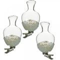 Floristik24 Vase en verre avec clip paillettes et perles Ø4.9cm H9.5cm transparent 3pcs