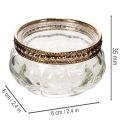 Porte-bougies chauffe-plat en verre avec bordure décorative en métal, 6 cm, lot de 4 | Floristik24.be