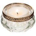 Porte-bougies chauffe-plat en verre avec bordure décorative en métal, 6 cm, lot de 4 | Floristik24.be