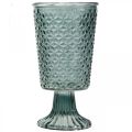 Floristik24 Lanterne avec pied, tasse en verre, verre décoratif gris Ø10cm H18,5cm
