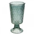Floristik24 Lanterne avec pied, tasse en verre, verre décoratif gris Ø10cm H18,5cm
