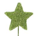 Floristik24 Étoiles de mica vert 4cm sur le fil 60pcs