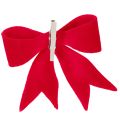 Nœud décoratif rouge avec pince. Décoration de Noël polyvalente. 11 cm, lot de 4. | Floristik24.be