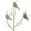 Floristik24 Branche pailletée avec oiseaux 75cm or