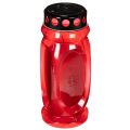 Floristik24 Bougie funéraire rouge, couvercle noir, bougie commémorative 4 jours 23 cm