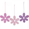 Floristik24 Fleur décorative pendentif en bois fleur en bois violet/rose/rose Ø12cm 12pcs