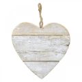 Floristik24 Coeur en bois, coeur décoratif à suspendre, coeur déco blanc 20cm
