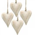 Floristik24 Coeur en bois, coeur décoratif à suspendre, décoration coeur H10cm 4pcs