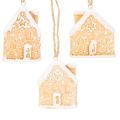 Maison en pain d'épice en céramique à suspendre, décoration d'hiver et de Noël, 6 cm, lot de 3 | Floristik24.be
