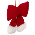 Floristik24 Nœud en tissu flanelle avec bordure en peluche, à suspendre, 15 cm