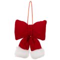 Nœud en tissu flanelle avec bordure en peluche, à suspendre, 15 cm | Floristik24.be