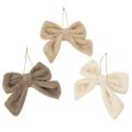 Floristik24 Nœud décoratif en peluche avec attache, 16 cm, lot de 3