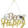 Floristik24 Panneau décoratif abeille « Bee Happy » décoration d&#39;été en bois 31×18cm 2pcs