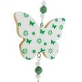 Floristik24 Décoration à suspendre coeur fleur papillon blanc, décoration de printemps en bois vert 6pcs