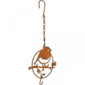 Floristik24 Oiseau en métal à suspendre, mangeoire, oiseau avec crochet patiné 11,5×13cm