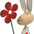 Floristik24 Décoration de Pâques, lapin en métal, décoration printanière, lapin de Pâques avec fleur rouge, beige H21cm 2pcs