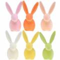 Floristik24 Lapin floqué couleurs pastel H13cm 6pcs