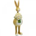 Floristik24 Lapin de Pâques avec bouquet de fleurs, décoration de Pâques, figure décorative lapin H32cm