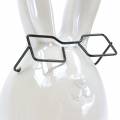 Floristik24 Lapin de Pâques avec des lunettes en céramique nacre blanche H27cm
