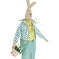 Floristik24 Lapin de pâques en tissu, lapin avec vêtements, décoration de pâques, bunny boy H46cm