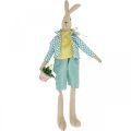 Floristik24 Lapin de pâques en tissu, lapin avec vêtements, décoration de pâques, bunny boy H46cm