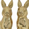 Floristik24 Lapin décoratif doré assis, lapin à décorer, paire de lapins de Pâques, H16,5cm 2pcs