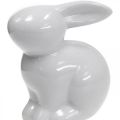 Floristik24 Lièvre décoratif lapin de Pâques blanc en céramique assis H8,5cm 4pcs