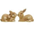 Floristik24 Lapin de Pâques couché marron paire de lapins en céramique figure décorative 15.5cm 2pcs