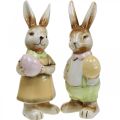 Floristik24 Déco lapin de Pâques avec oeuf, décoration de Pâques couple de lapins, céramique, H24cm 2pcs