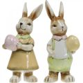 Floristik24 Déco lapin de Pâques avec oeuf, décoration de Pâques couple de lapins, céramique, H24cm 2pcs