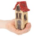 Maison décorative en céramique avec toit rouge, maison lumineuse, 15 cm, lot de 2 | Floristik24.be