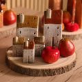 Maison décorative en céramique avec cheminée, photophore pour bougie chauffe-plat, automne et hiver, 13 cm, lot de 2. | Floristik24.be