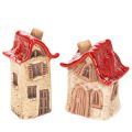 Floristik24 Ensemble de décorations en céramique représentant de petites maisons à toit rouge de 8 cm (2 pièces).