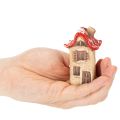 Ensemble de décorations en céramique représentant de petites maisons à toit rouge de 8 cm (2 pièces). | Floristik24.be