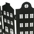 Floristik24 Déco maison métal noir stand silhouette ville 40×18cm